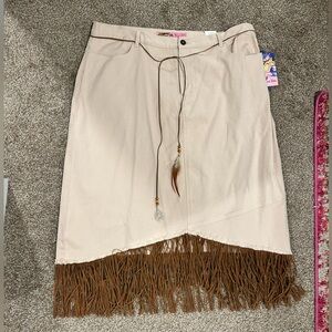 NWT Beige Fringed Western Women's Skirt